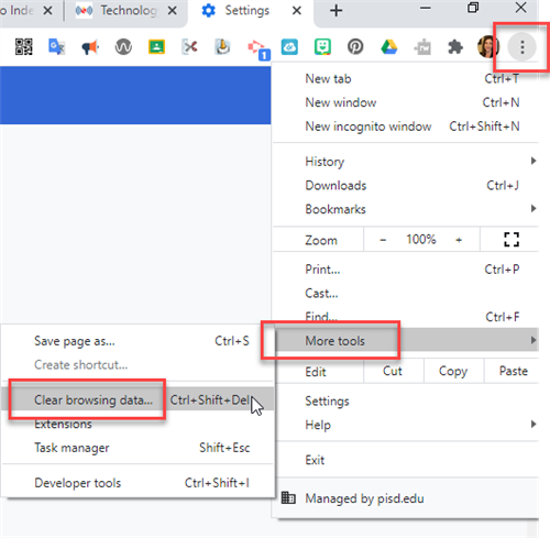 clear cache in chrome settings 